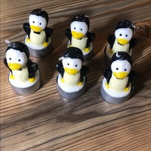 Vintage tiny penguin tealight candle set of six